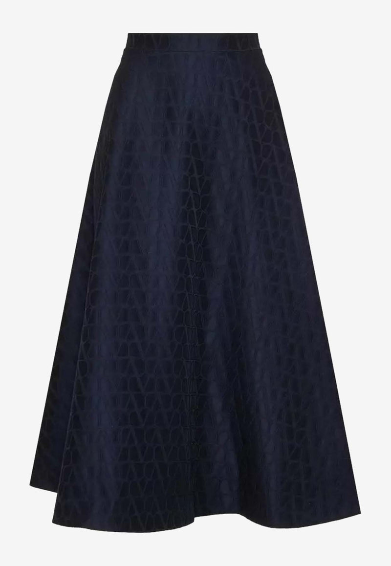 Valentino Toile Iconographe Wool-Blend Midi Skirt Blue 5B3RABK68G5 598