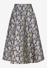 Valentino Metamorphos Tulips Brocade Midi Skirt Multicolor 5B3RABK88NA ZFX