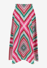 Valentino Geometric Print Midi Skirt Multicolor 5B3RABK98RW M12