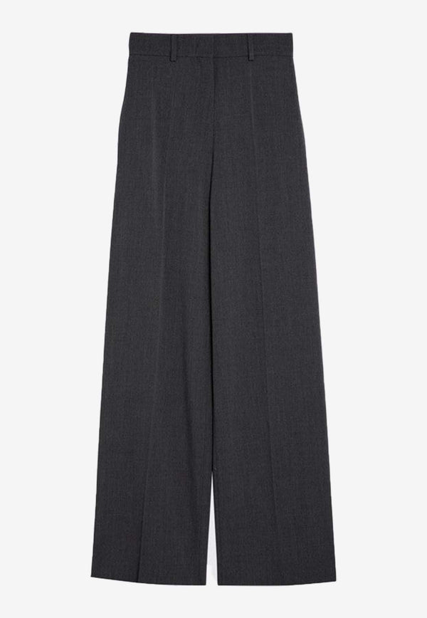 Valentino High-Waist Wide-Leg Wool Pants Gray 5B3RB5Y07CU/P_VALE-153