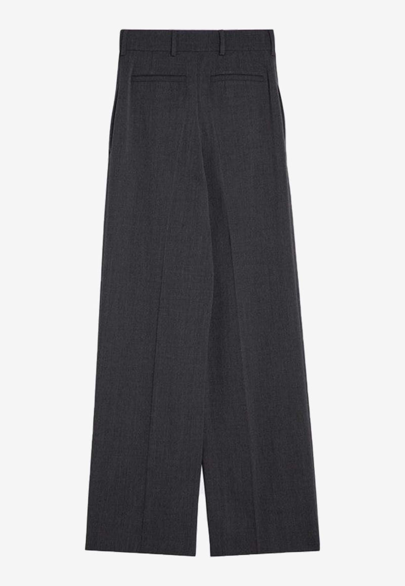 Valentino High-Waist Wide-Leg Wool Pants Gray 5B3RB5Y07CU/P_VALE-153