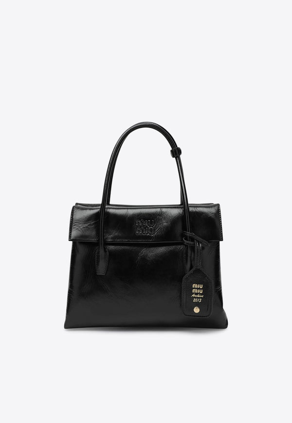Miu Miu Solitaire Leather Top Handle Bag Black 5BA302OWOUS0/R_MIU-F0002