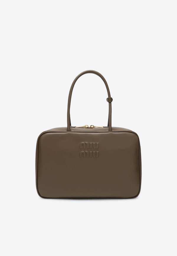 Miu Miu Large Beau Leather Shoulder Bag Taupe 5BB117MON2CRW/S_MIU-F0244