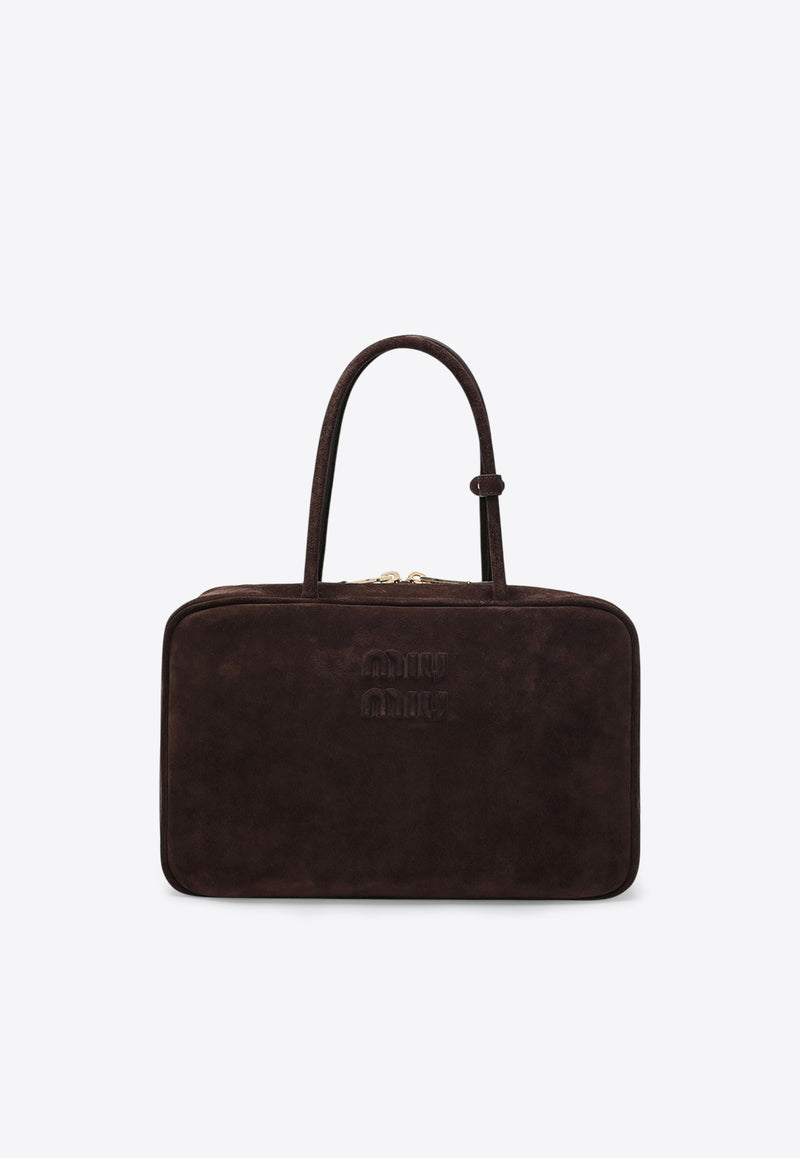 Miu Miu Beau Logo Suede Shoulder Bag Brown 5BB117MON2CSS/S_MIU-F0003