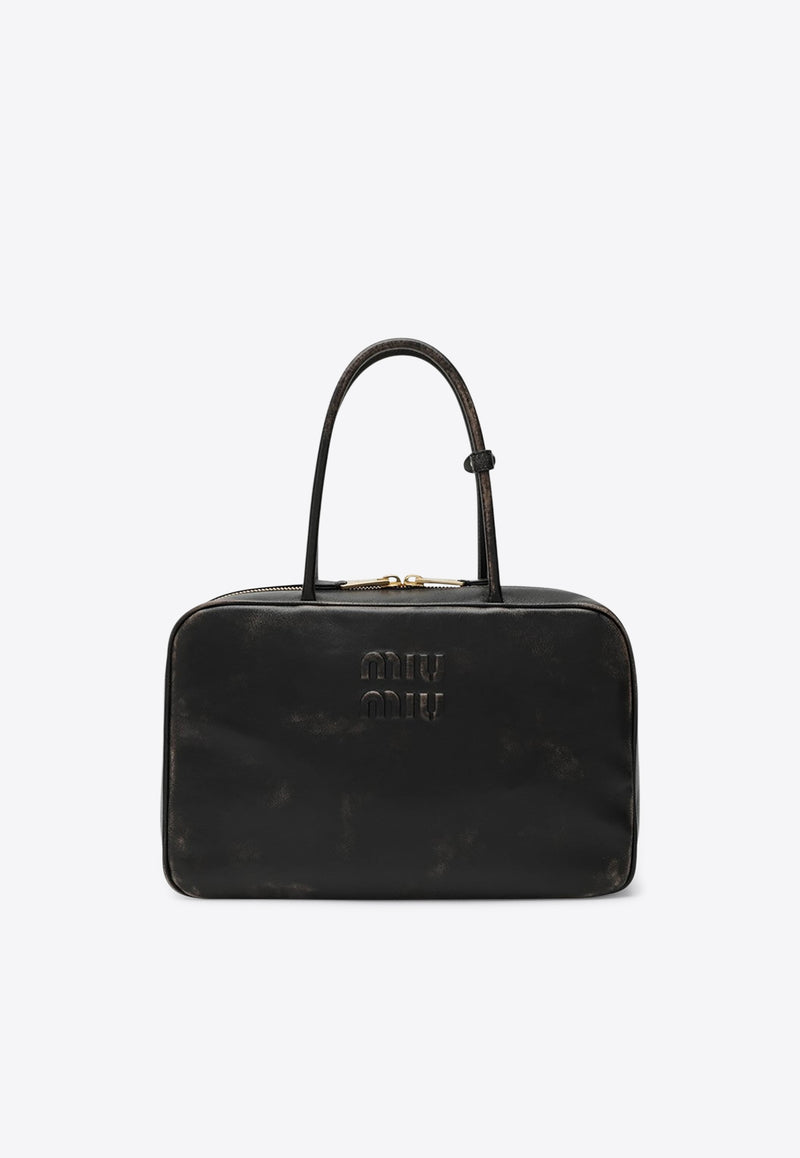 Miu Miu Beau Vintage Leather Logo Shoulder Bag Brown 5BB117MONAF6P/R_MIU-F0201