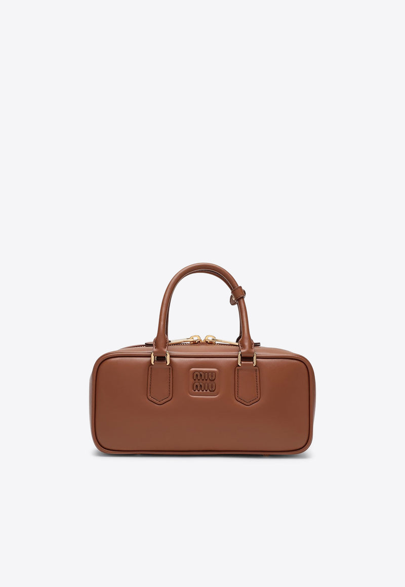 Miu Miu Large Arcadie Leather Top Handle Bag Cognac 5BB148OONACR3/R_MIU-F0046