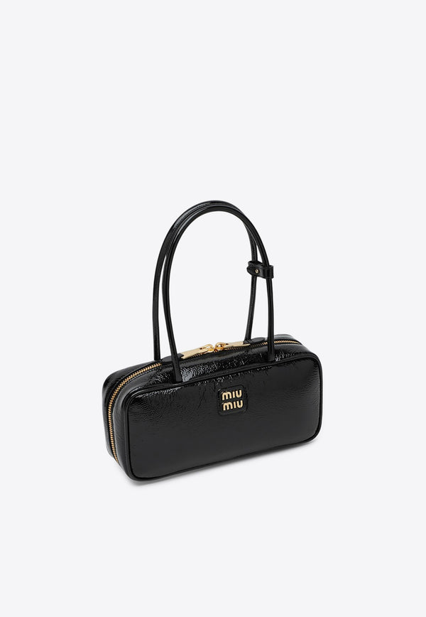 Miu Miu Beau Naplak Patent Leather Shoulder Bag Black 5BB173OLOADNT/Q_MIU-F0002