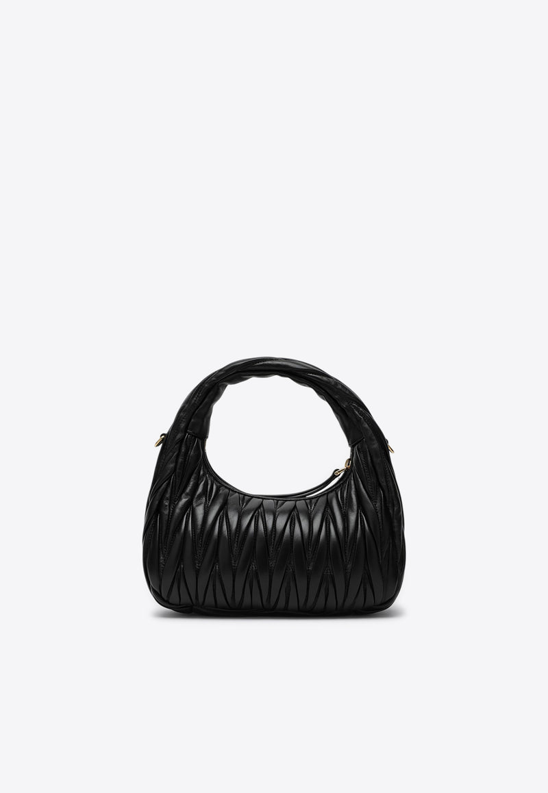 Miu Miu Small Wander Matelassé Top Handle Bag Black 5BC125OOYAN88/Q_MIU-F0002