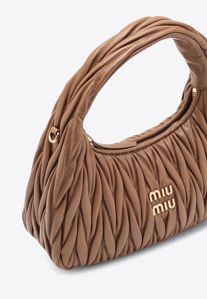 Miu Miu Wander Matelassé Nappa Leather Hobo Bag Caramel 5BC153OOON88/P_MIU-F098L