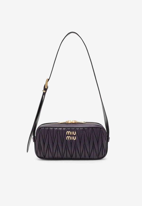 Miu Miu Logo Quilted Leather Shoulder Bag Purple 5BC158OOON88/N_MIU-F0030