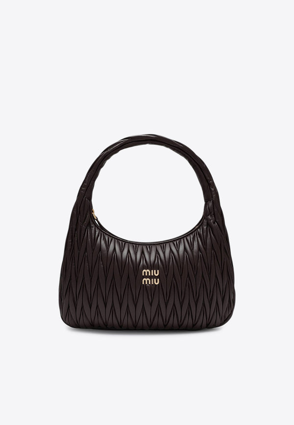 Miu Miu Medium Wander Quilted Leather Hobo Bag Dark Brown 5BC170OOOAN88/Q_MIU-F0NBL