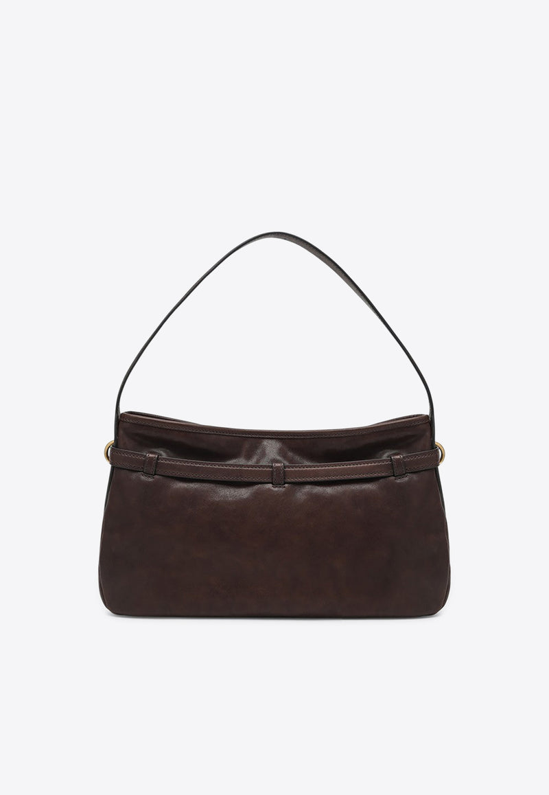 Miu Miu Medium Aventure Nappa Leather Shoulder Bag Dark Brown 5BC181OOO2BBL/R_MIU-F0NBL
