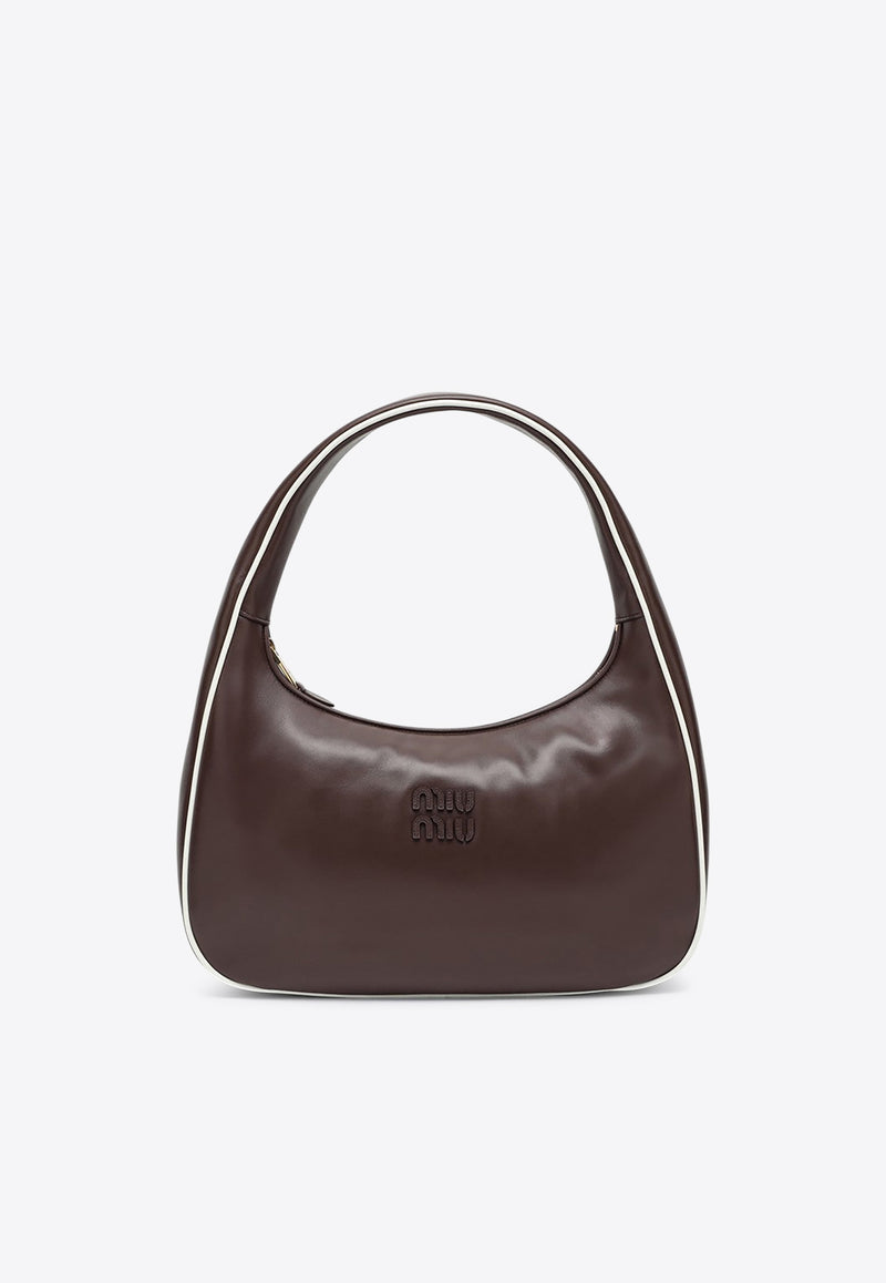 Miu Miu Embossed Logo Leather Shoulder Bag Brown 5BC183OOO2IBP/Q_MIU-F03XH