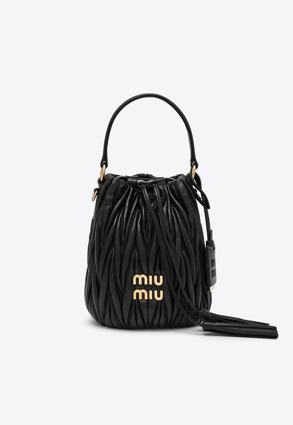 Miu Miu Small Matelassé Leather Bucket Bag 5BE085OOON88/O_MIU-F0002