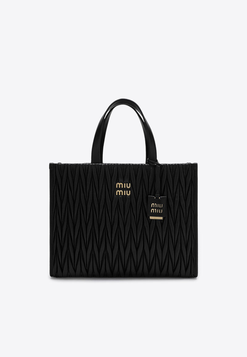 Miu Miu Quilted Nappa Leather Tote Bag Black 5BG255OOON88/N_MIU-F0002