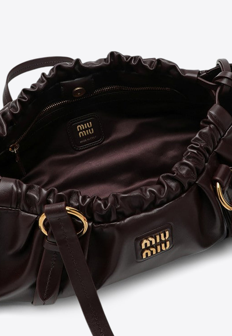 Miu Miu Joie Nappa Leather Shoulder Bag Dark Brown 5BG289MOO2CSW/P_MIU-F0NBL