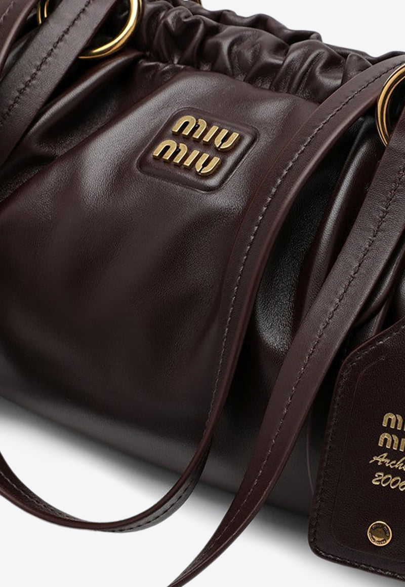 Miu Miu Joie Nappa Leather Shoulder Bag Dark Brown 5BG289MOO2CSW/P_MIU-F0NBL