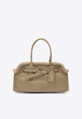 Miu Miu Aventure Suede Shearling Top Handle Bag Sand 5BG310OLS2IDK/R_MIU-F0036