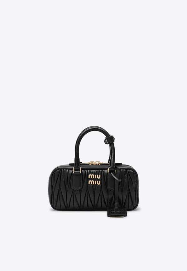 Miu Miu XS Arcadie Quilted Nappa Leather Top Handle Bag Black 5BP088OOON88/P_MIU-F0002