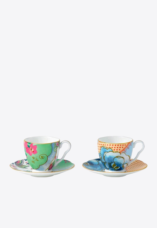 Wedgwood Butterfly Bloom Espresso Cups and Saucers - Set of 2 Multicolor 5C1078055859