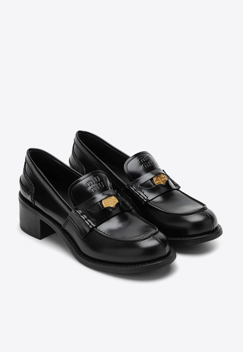 Miu Miu 50 Brushed Leather Pumps Black 5D276E050055/P_MIU-F0002