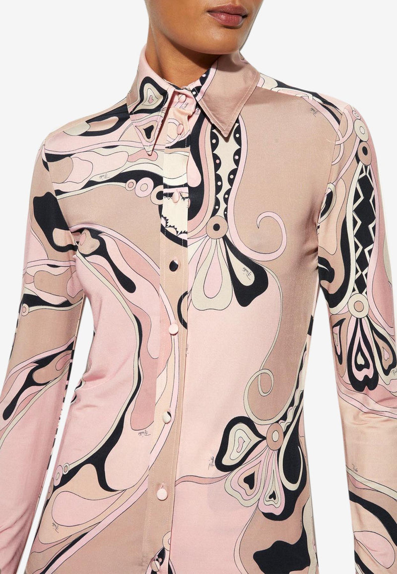 Pucci Orchidee Print Button-Down Shirt Multicolor