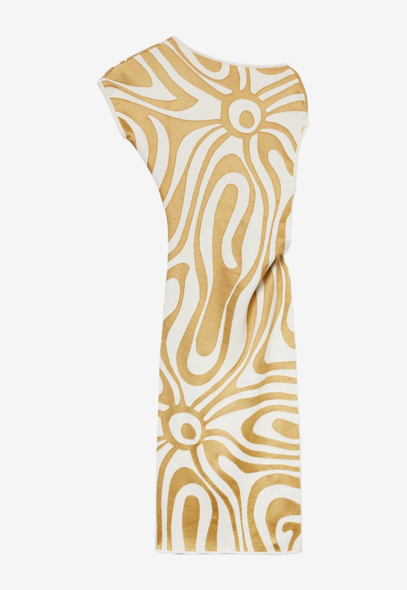 Pucci Draped Marmo Print Midi Dress Multicolor