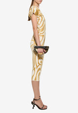 Pucci Draped Marmo Print Midi Dress Multicolor