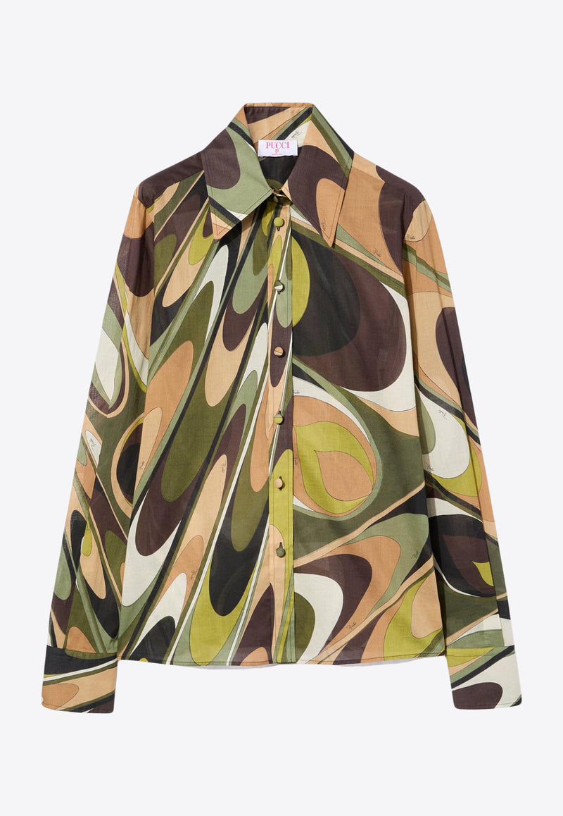 Pucci Onde Print Long-Sleeved Shirt Multicolor