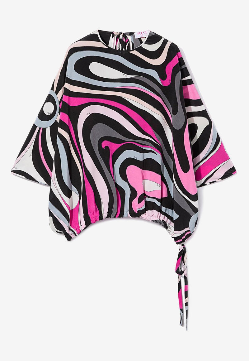 Pucci Marmo Print Cape Blouse Multicolor