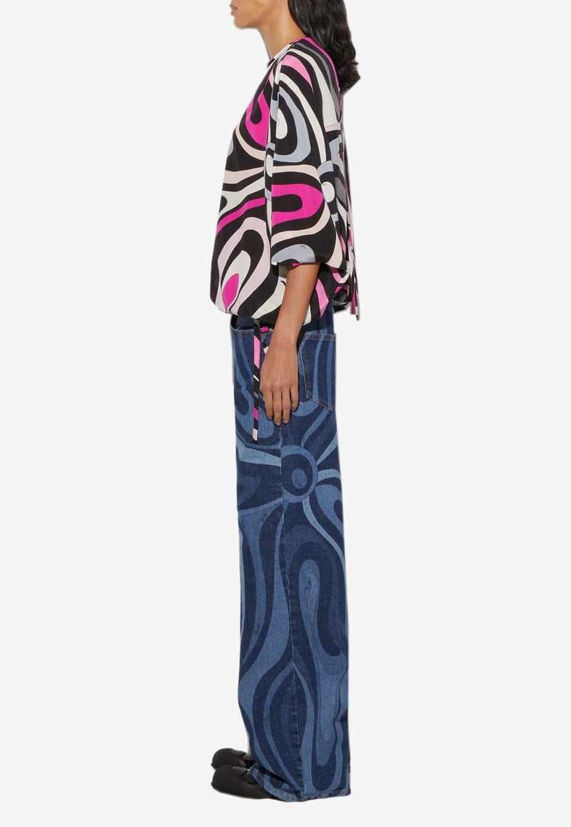 Pucci Marmo Print Cape Blouse Multicolor