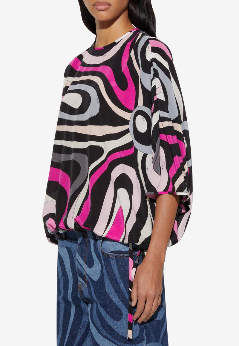 Pucci Marmo Print Cape Blouse Multicolor