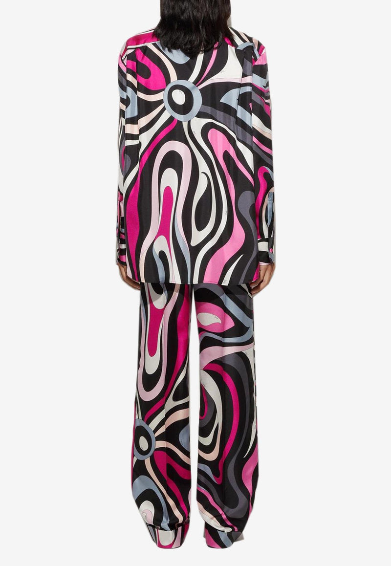 Pucci Marmo Print Wide-Leg Pants Multicolor