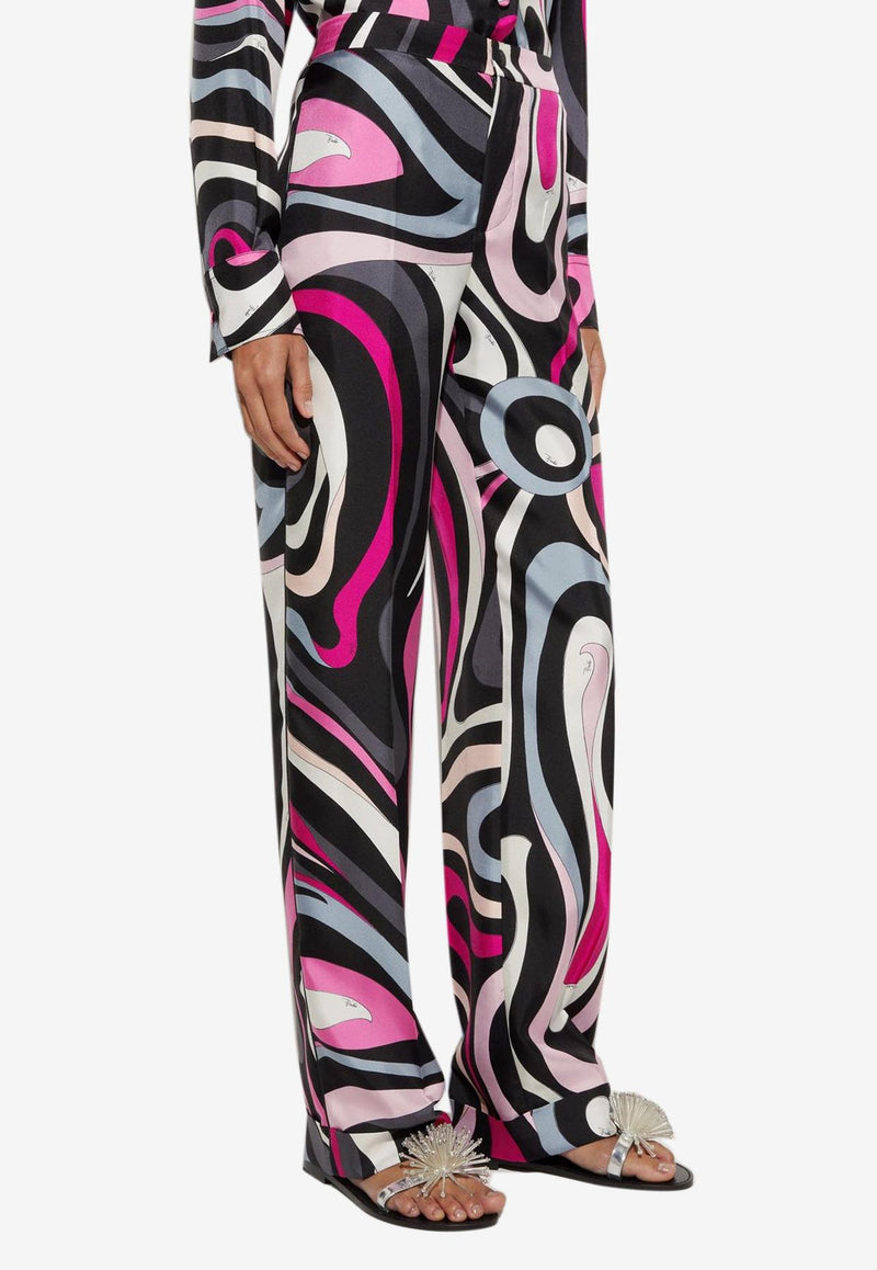 Pucci Marmo Print Wide-Leg Pants Multicolor