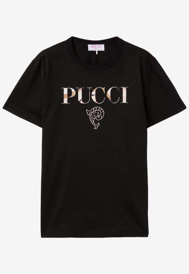 Pucci Logo Print Short-Sleeved T-shirt Black