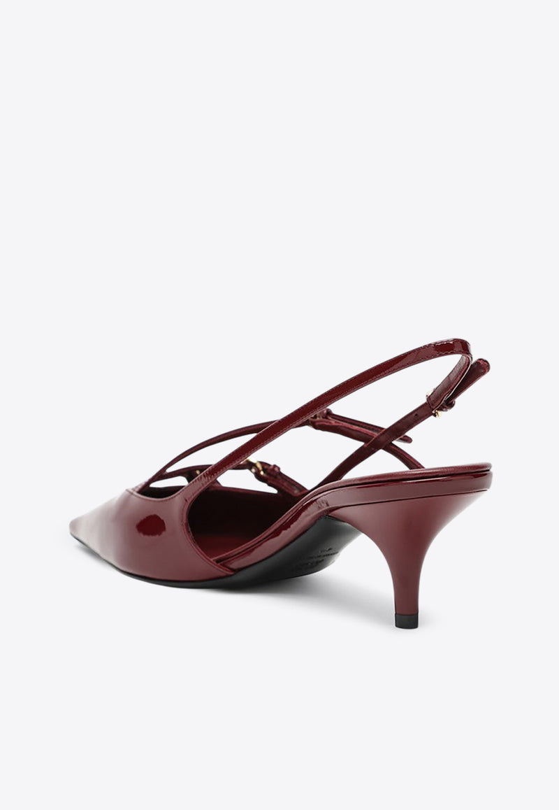 Miu Miu 55 Patent Leather Slingback Pumps Crimson 5I013EM055069/R_MIU-F0D27