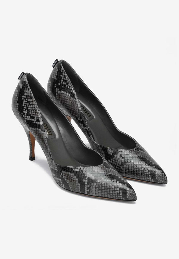 Miu Miu Ardesia 85 Python Print Leather Pumps Gray 5I546EA0853B3K/R_MIU-F0480