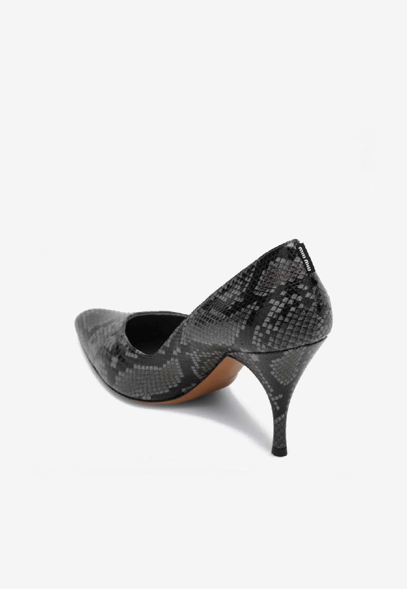 Miu Miu Ardesia 85 Python Print Leather Pumps Gray 5I546EA0853B3K/R_MIU-F0480