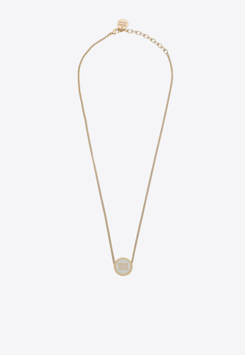 Miu Miu Enamel Logo Chain Necklace White 5IC0962F6T/P_MIU-F0009