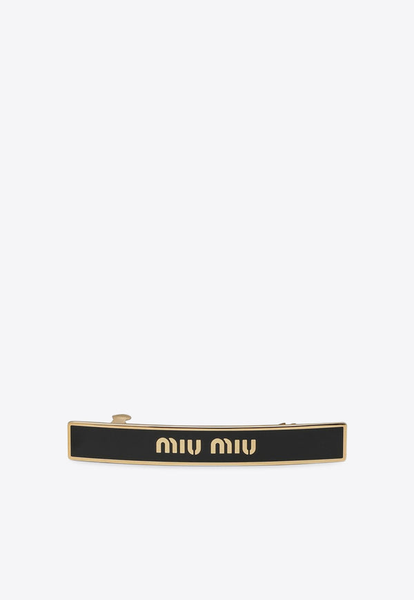 Miu Miu Enamel Logo Hair Clip Black 5IF1722F6T/P_MIU-F0002