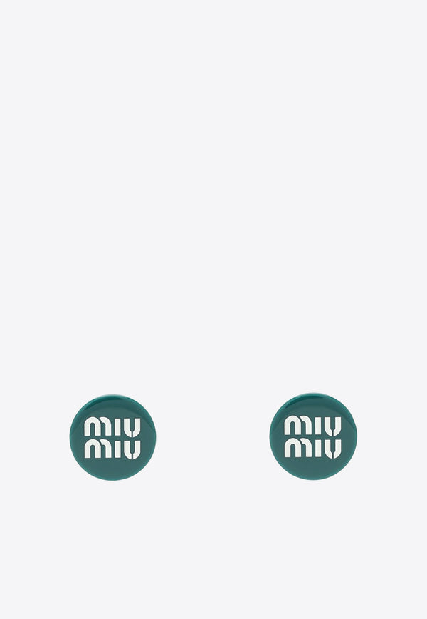 Miu Miu Logo Lettering Clip-on Earrings Blue 5IO0632F8O/N_MIU-F0NQE