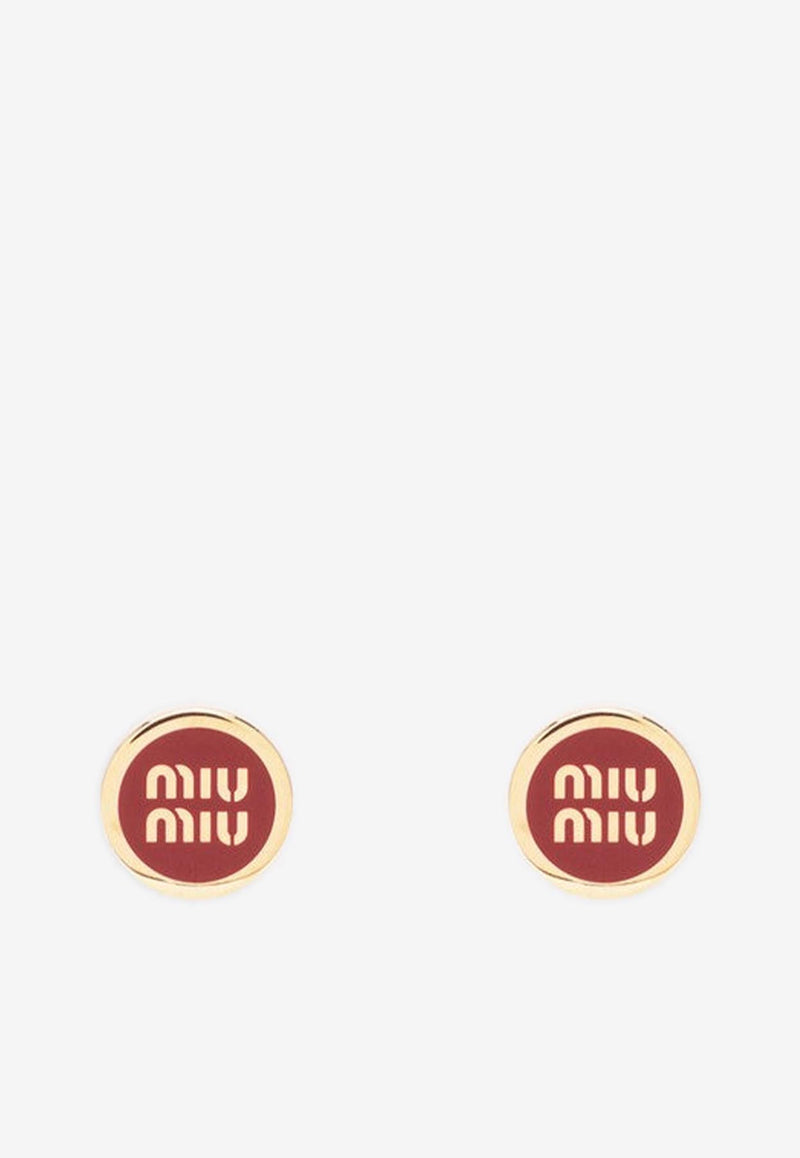 Miu Miu Embossed Logo Enamel Stud Earrings Red 5JO9122F6T/Q_MIU-F0011