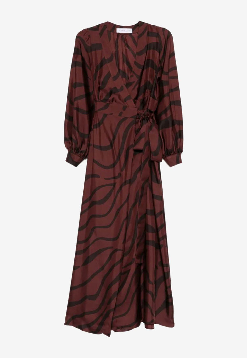 Raquel Diniz New Aurora Zebra Print Maxi Wrap Dress Bordeaux 5L03069 NSS0020 00598_004_BORDEAUX