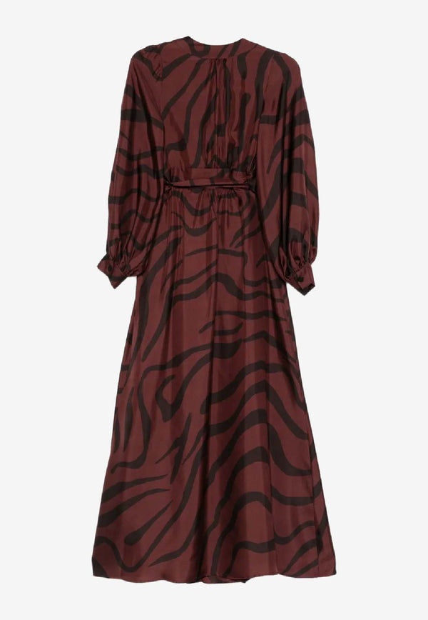 Raquel Diniz New Aurora Zebra Print Maxi Wrap Dress Bordeaux 5L03069 NSS0020 00598_004_BORDEAUX