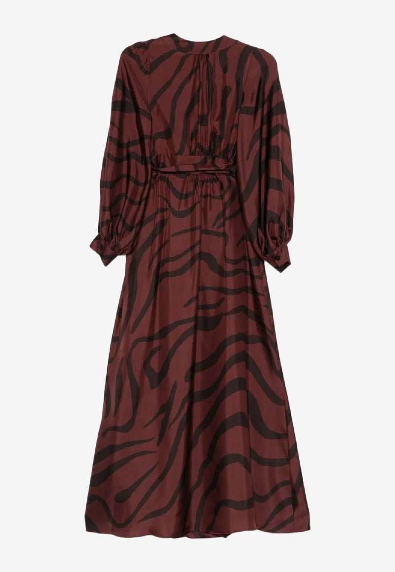 Raquel Diniz New Aurora Zebra Print Maxi Wrap Dress Bordeaux 5L03069 NSS0020 00598_004_BORDEAUX