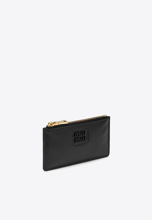 Miu Miu Logo Zipped Leather Cardholder Black 5MB0602F8K/N_MIU-F0002