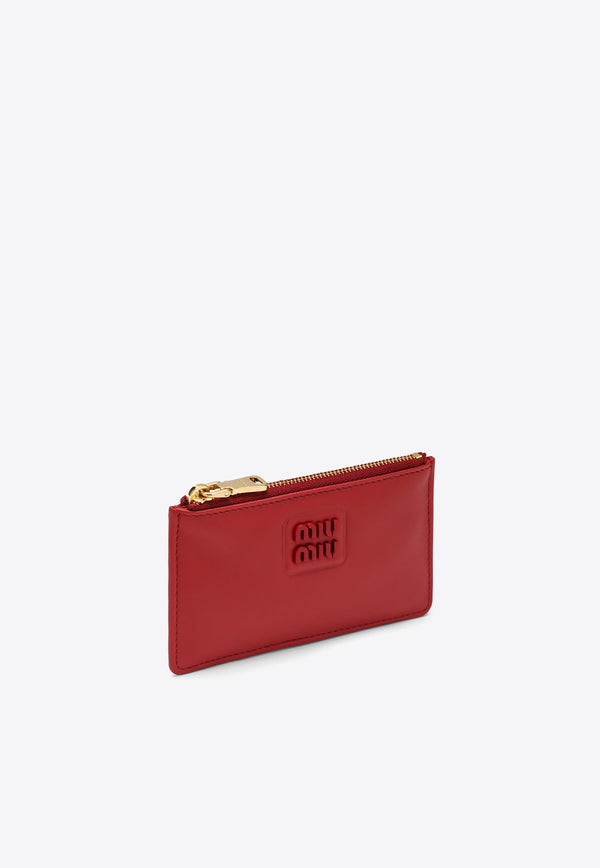 Miu Miu Logo Zipped Leather Cardholder Red 5MB0602F8K/N_MIU-F0011