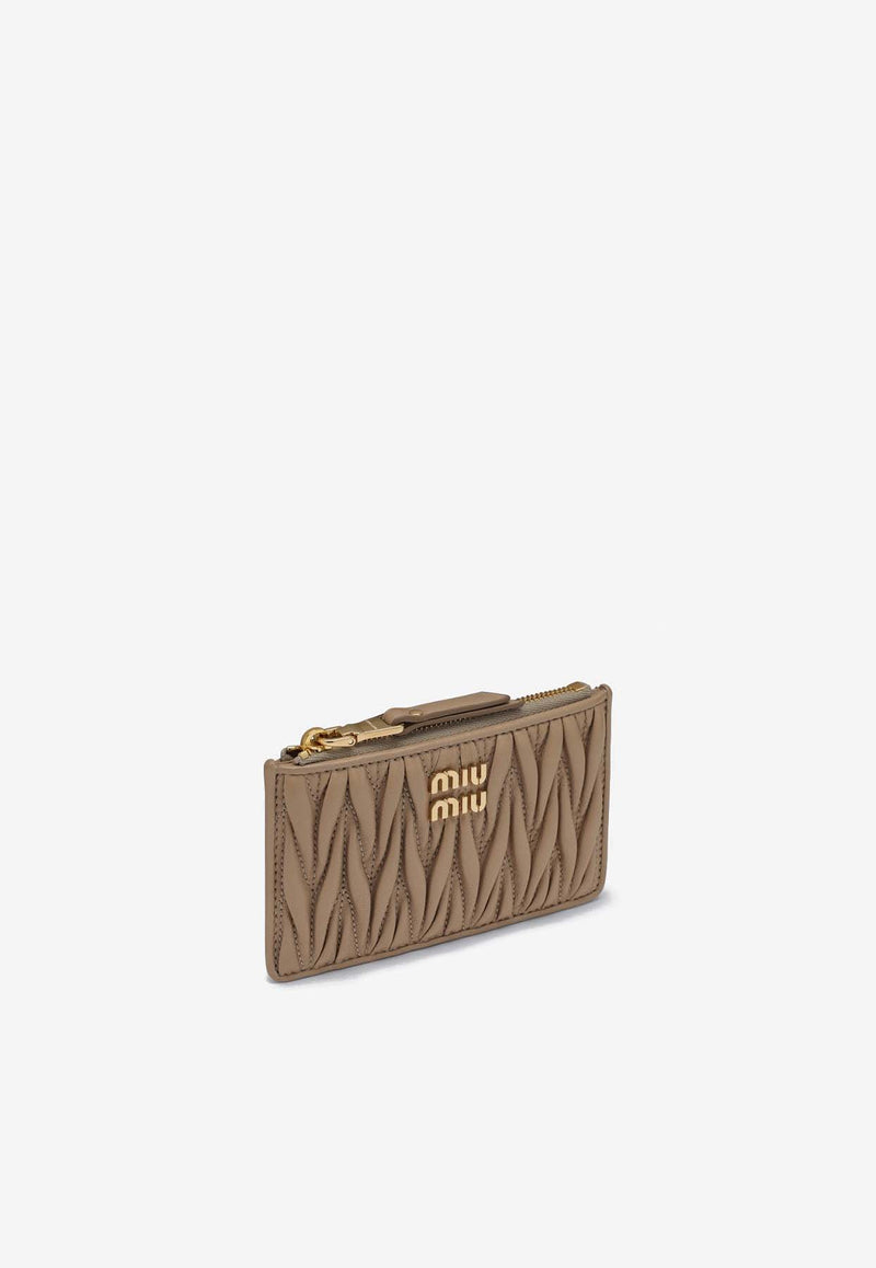 Miu Miu Matelassé Nappa Leather Zipped Cardholder Beige 5MB0602FPP/N_MIU-F0036