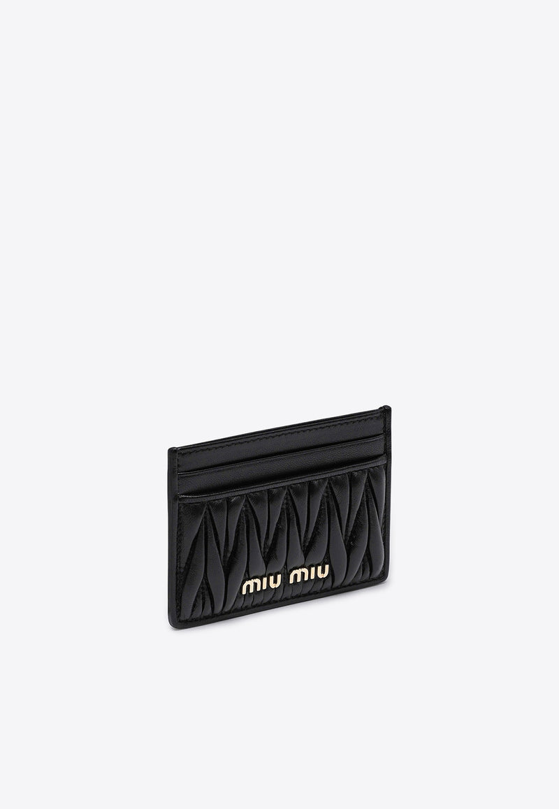 Miu Miu Logo Lettering Quilted Leather Cardholder Black 5MC0762FPP/P_MIU-F0002
