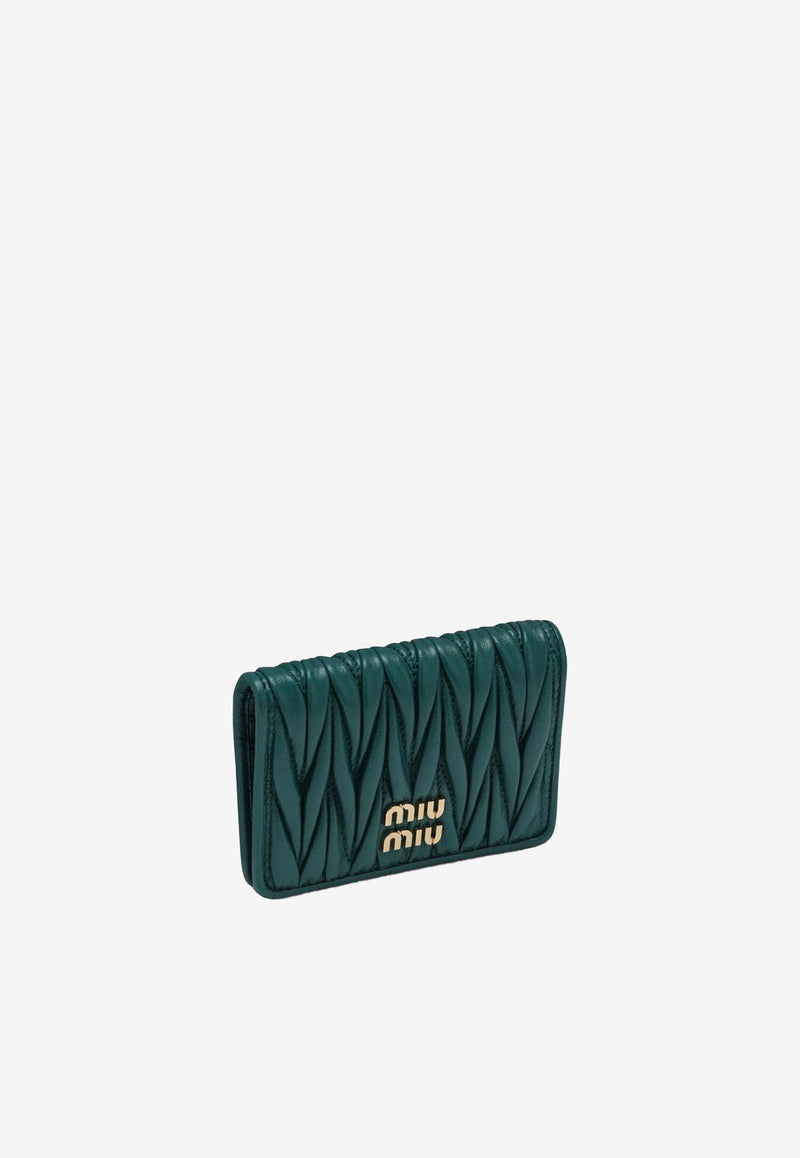 Miu Miu Matelassé Nappa Leather Cardholder Green 5MC1032FPP/N_MIU-F0K41